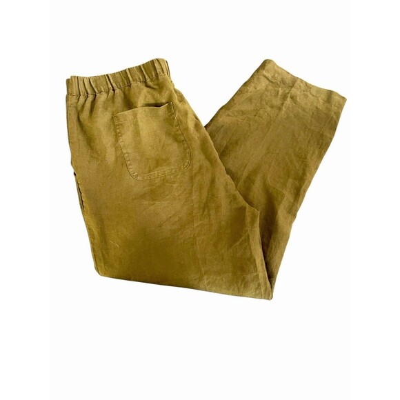 Quince 100% European Linen Pants Martini Olive Size LG Women's Green Wide Leg - Picture 11 of 13